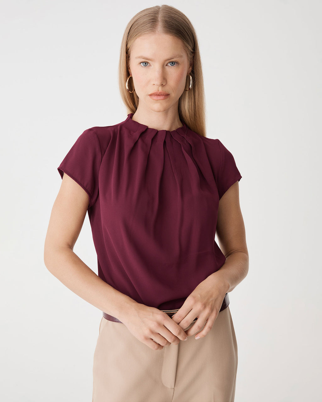 Olivia Pleated High Neck Top