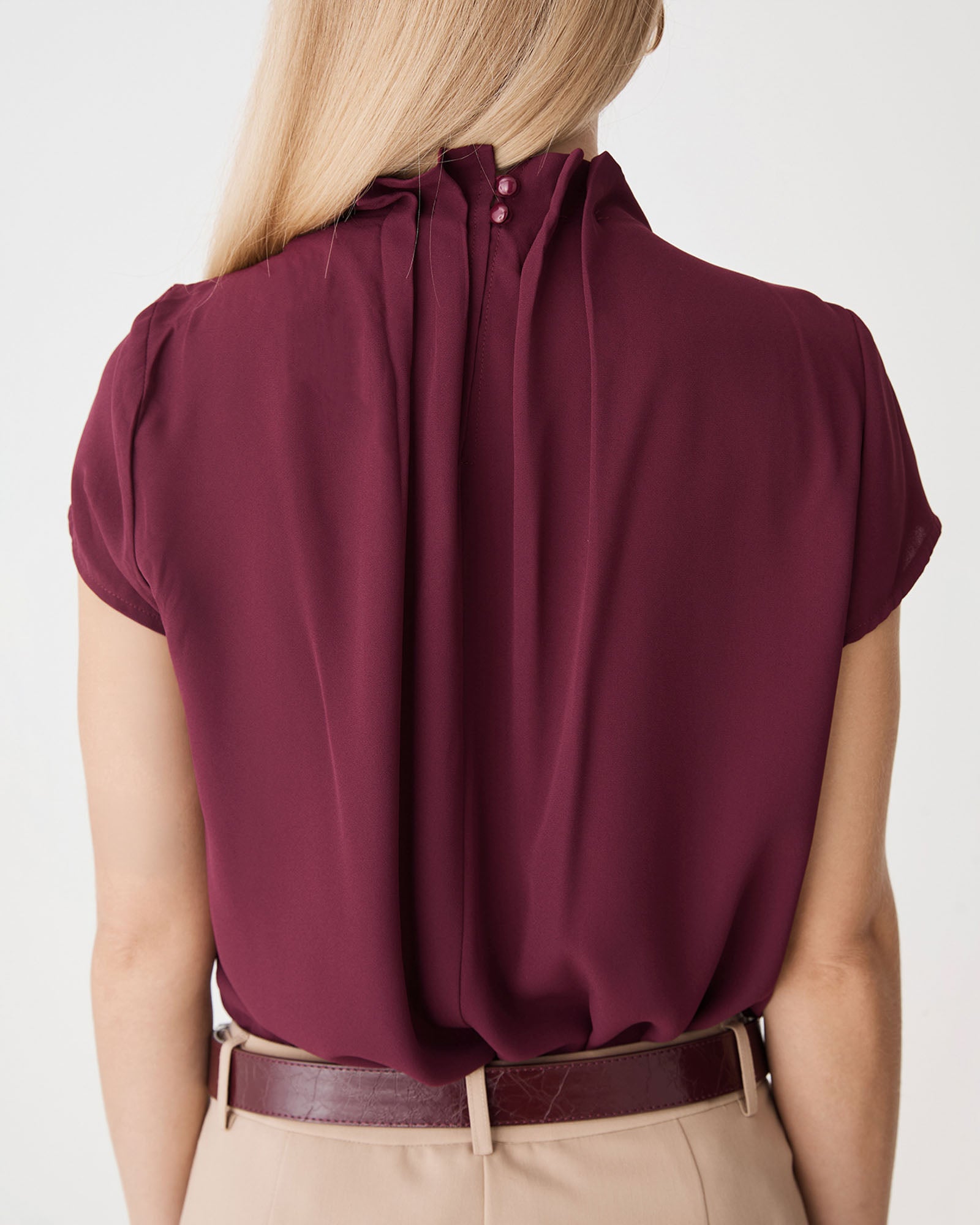 Olivia Pleated High Neck Top