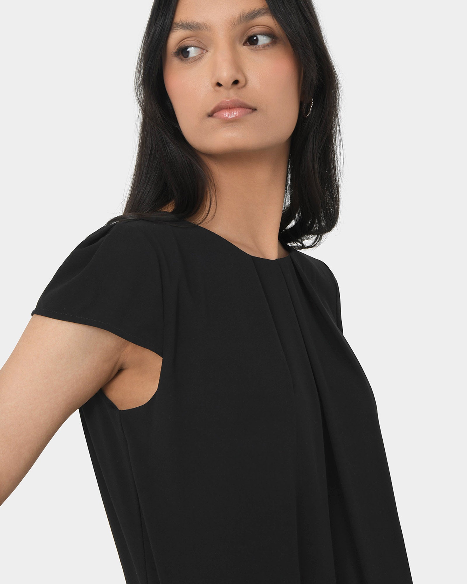 Tamera Pleated Round Neck Top