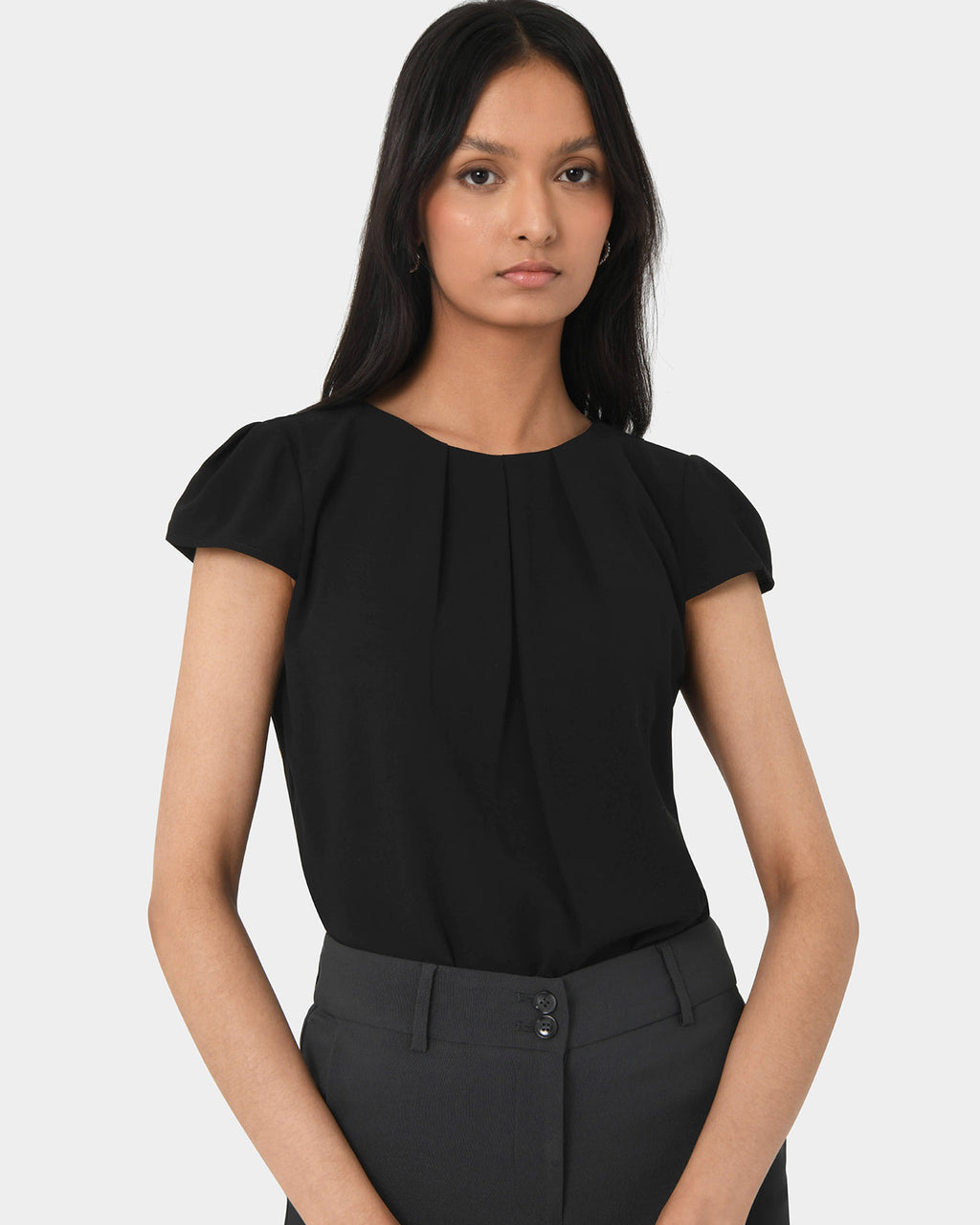 Tamera Pleated Round Neck Top