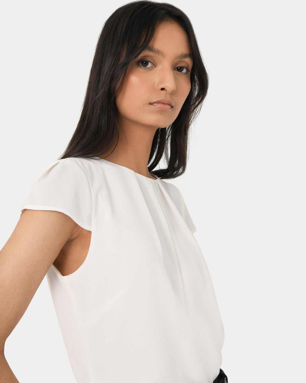 Tamera Pleated Round Neck Top