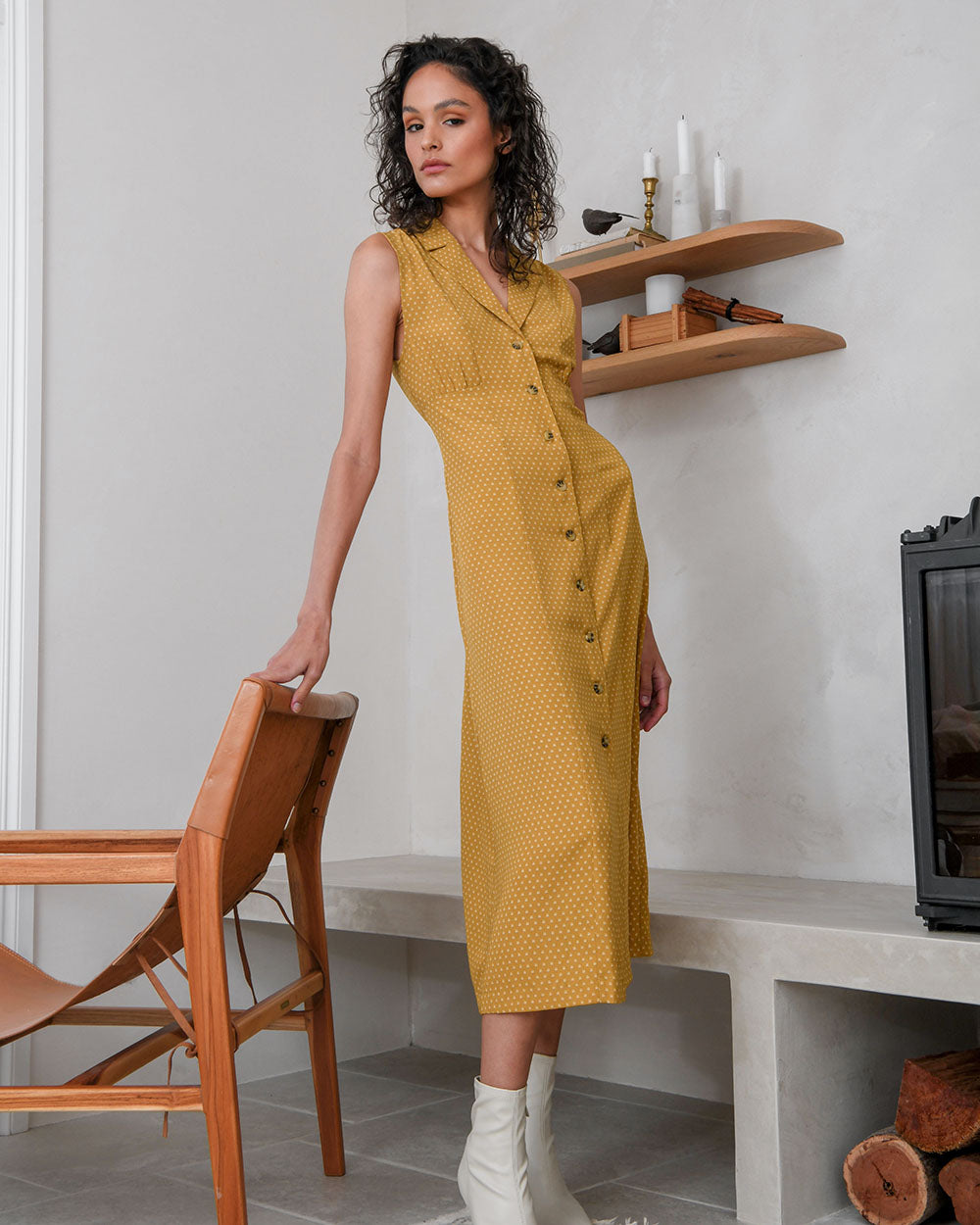 Nellie Buttons Midi Dress