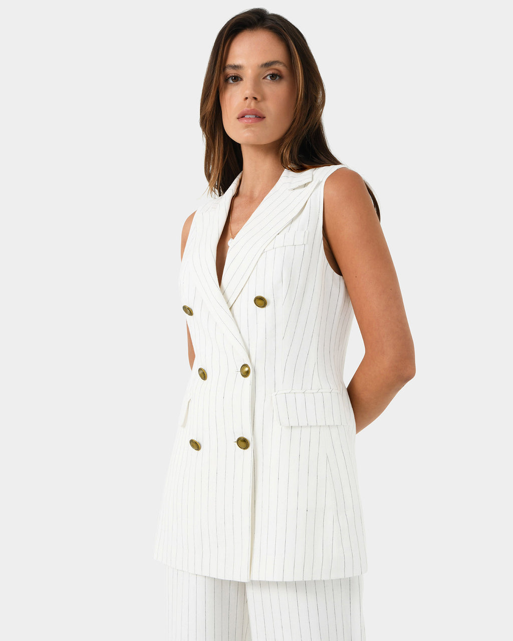 Talisa Linen Pinstripe Vest