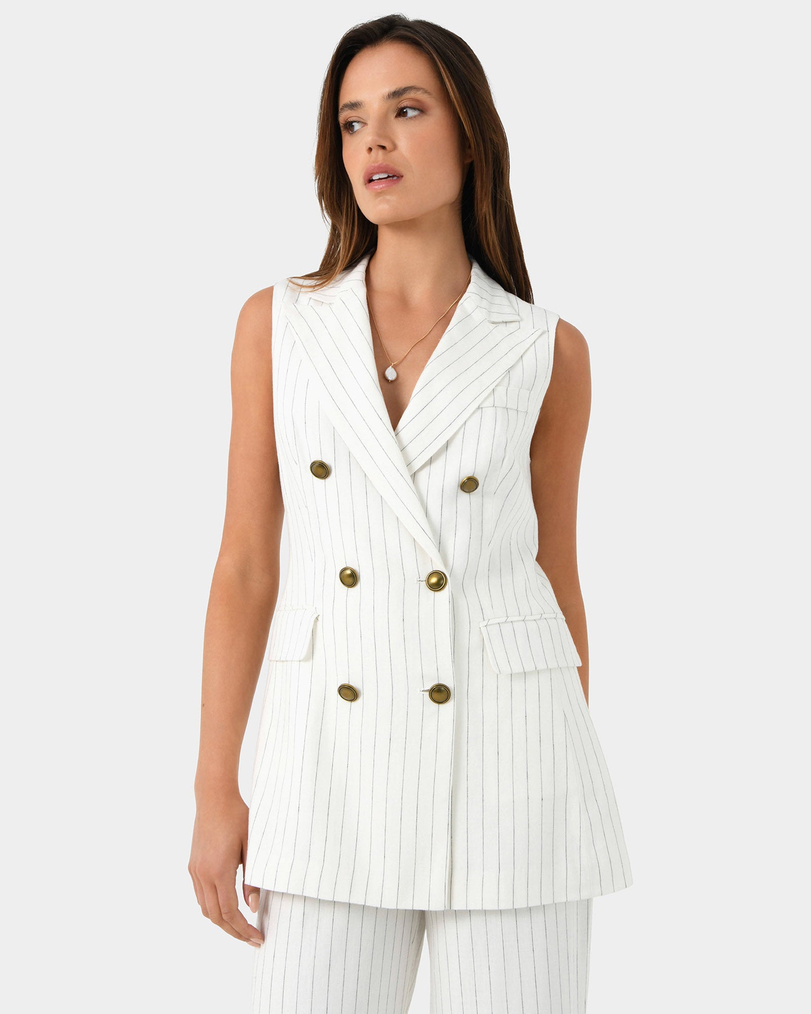 Talisa Linen Pinstripe Vest
