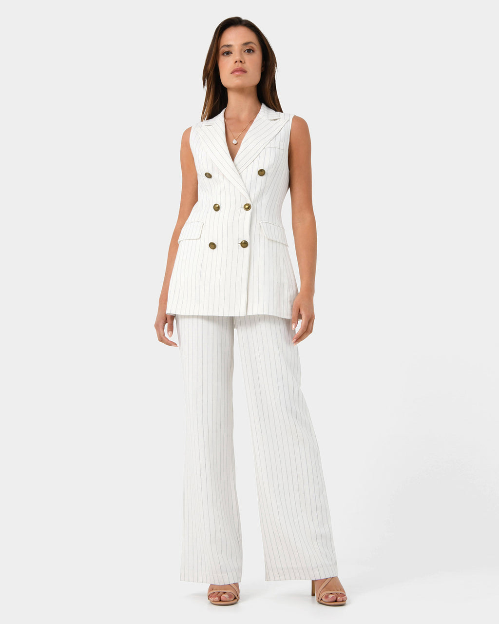 Talisa Linen Pinstripe Vest