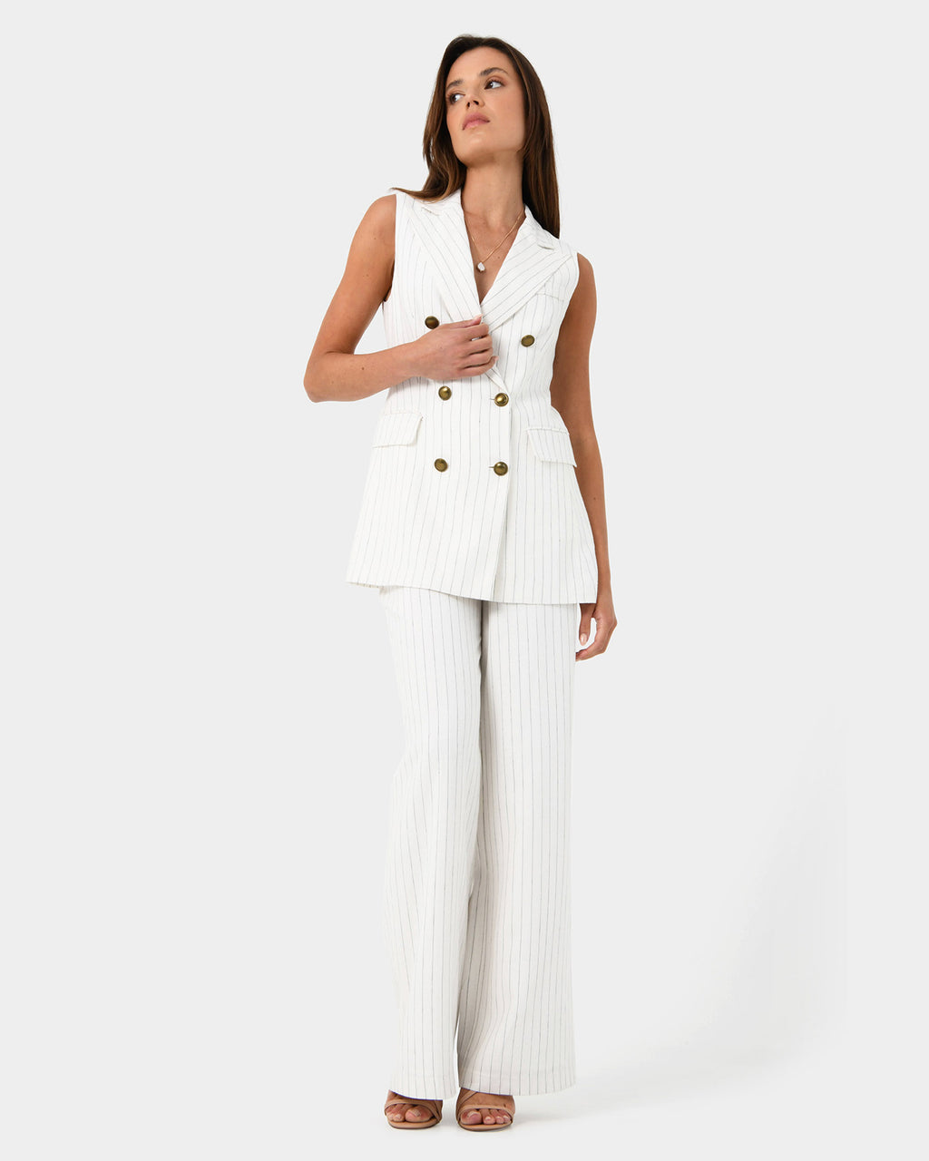 Talisa Linen Pinstripe Vest